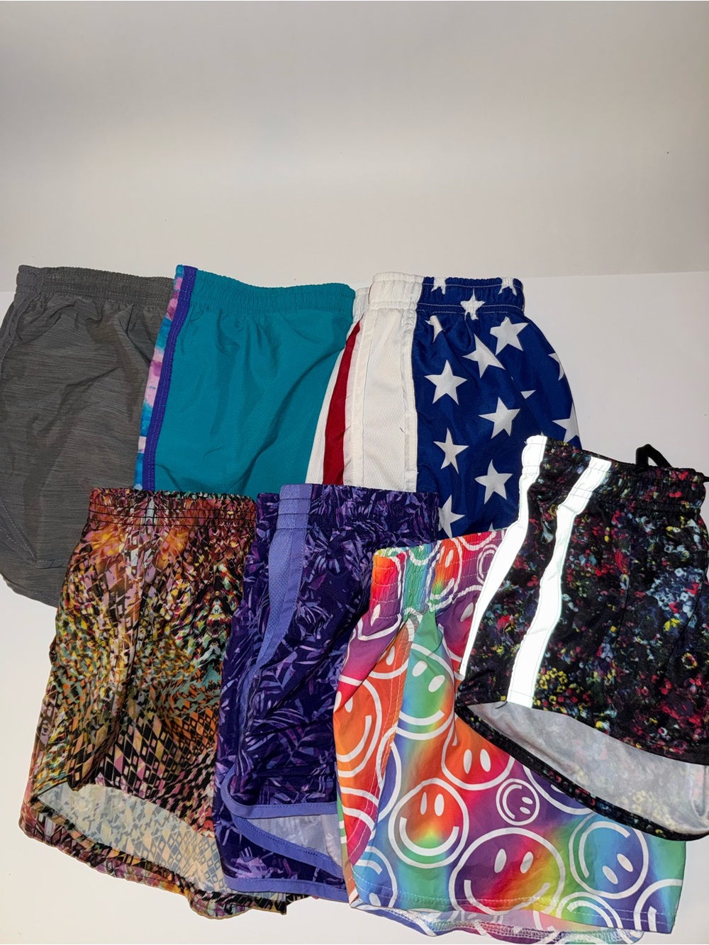 7 pairs Girls Multicolor Printed Athletic Shorts- Pack of Nike, Reebok and more!